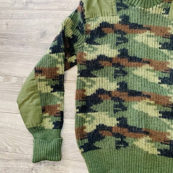 VTG Peter Storm Sweater Mens M Camo Commando 100% Pure New Wool England hunting - Picture 4 of 14
